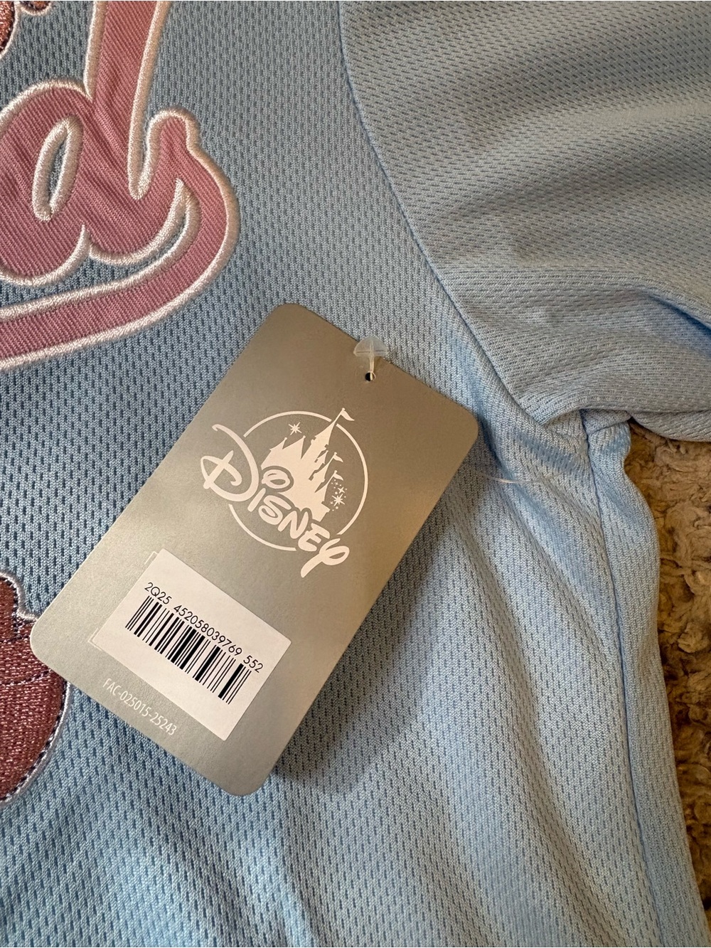 Disneyland Two-Tone Pink & Light Blue Button-Front Shirt - baseball jersey style - Picture 4 of 5